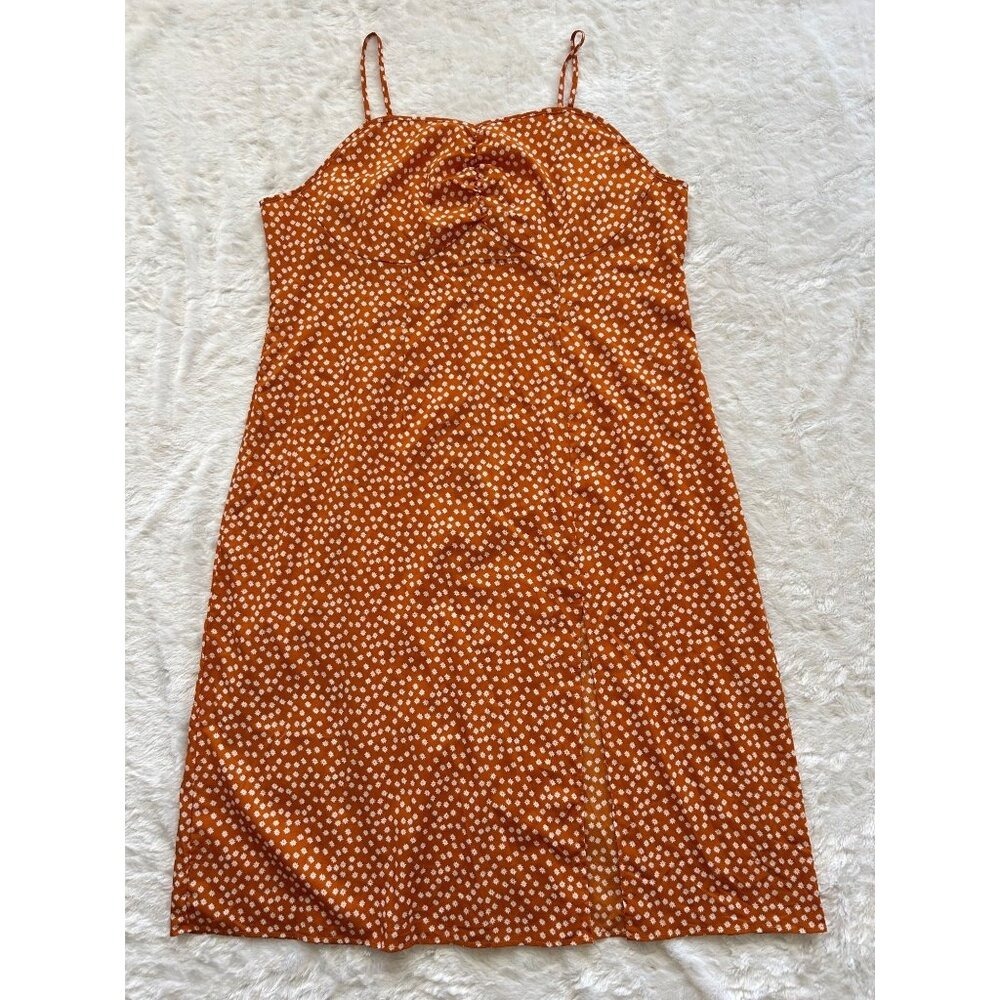 Womens Burnt Orange Daisy Floral Print Summer Dress Sundress Boho Cottagecore 4X